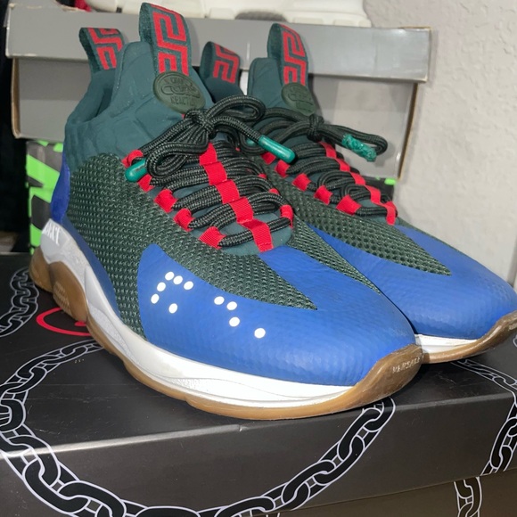 Authentic Versace Cross Chain Reaction Green Sneakers - Picture 2 of 7